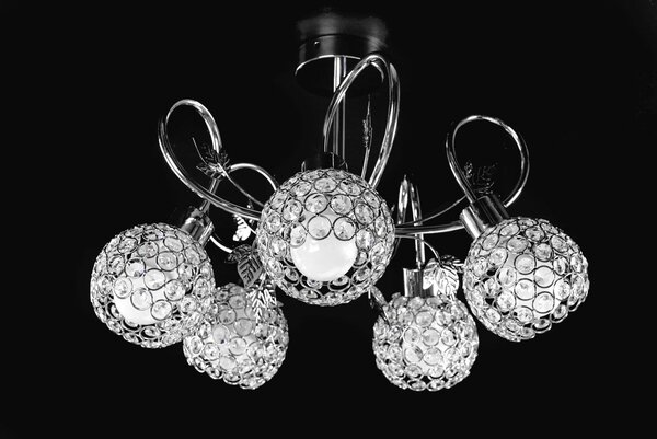 Toolight - Křišťálová stropní svítilna 5xE27 60W 300750, chromová, OSW-05688