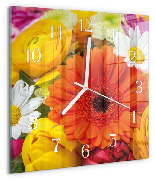 Skleněné hodiny Květiny zskb-30x30-00086370
