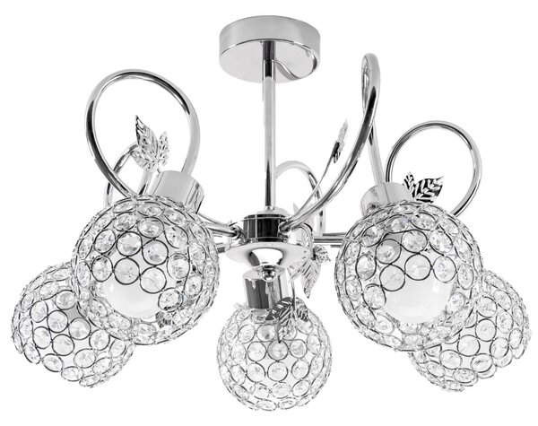 Toolight - Křišťálová stropní svítilna 5xE27 60W 300750, chromová, OSW-05688