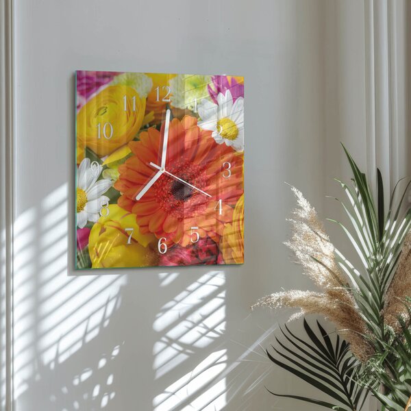 Skleněné hodiny Květiny zskb-30x30-00086370