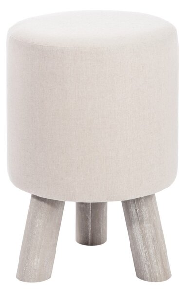 Dřevěná stolička s béžovým textilním sedákem - Ø 30*44 cm