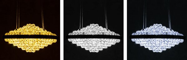 Toolight - Křišťálová závěsná lampa APP774-1CP + dálkové ovládání, chromová, OSW-05025