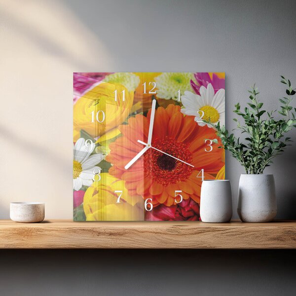 Skleněné hodiny Květiny zskb-30x30-00086370