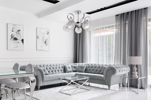 Toolight - Křišťálová stropní svítilna 5xE27 60W 300750, chromová, OSW-05688