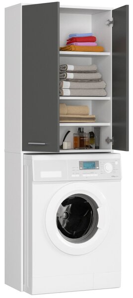 Ak furniture Koupelnová skříňka nad pračku Fin 2D bílá/šedá