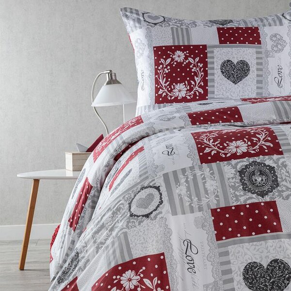 Ložní povlečení z mikrovlákna PATCHWORK SRDCE jednolůžko