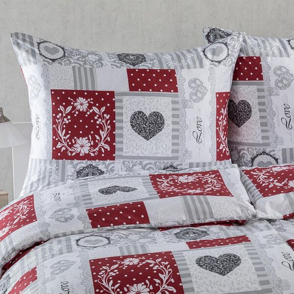 Ložní povlečení z mikrovlákna PATCHWORK SRDCE jednolůžko