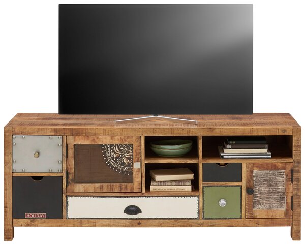 NÍZKÁ KOMODA, mangové dřevo, vícebarevná, 140/55/40 cm Landscape - TV stolky & komody pod TV