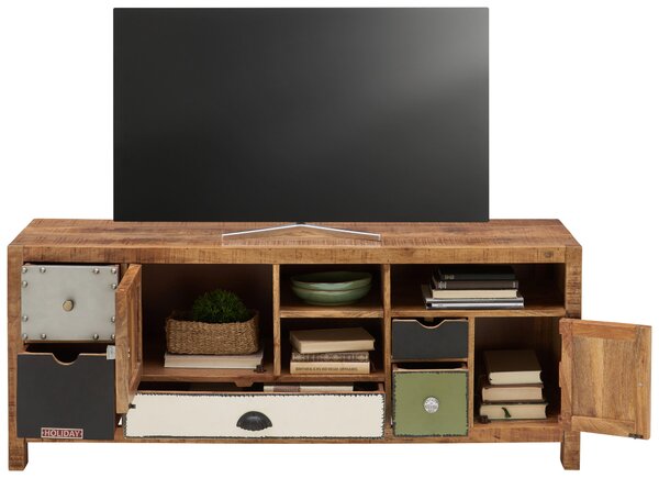 NÍZKÁ KOMODA, mangové dřevo, vícebarevná, 140/55/40 cm Landscape - TV stolky & komody pod TV