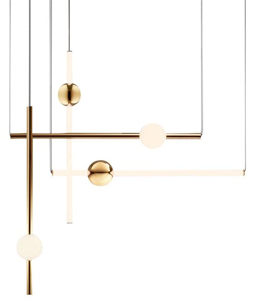 Toolight - LED stropní lampa závěsná 60cm 12W APP476-CP, bílá-zlatá, OSW-00608