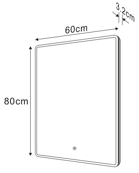 Sapho Sapho, PIRI zrcadlo s LED osvětlením 60x80cm, dotykový senzor, 2700-6500K, PR600S