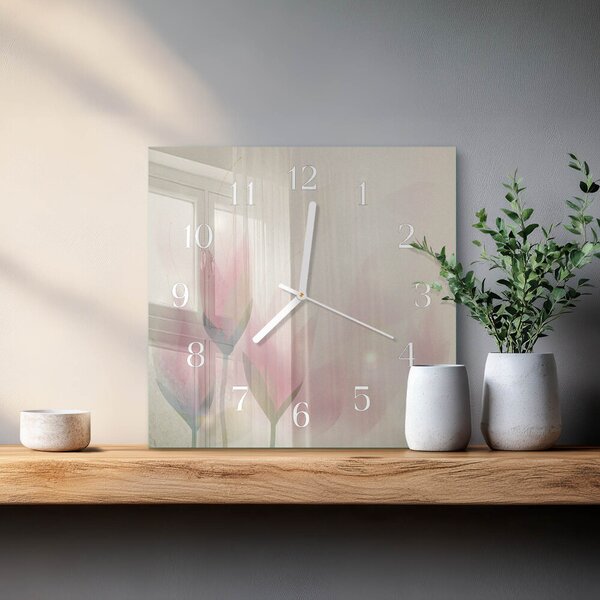 Skleněné hodiny Květiny zskb-30x30-00058220