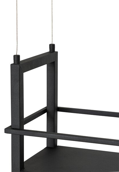 Závěsné svítidlo černé s policí vč. LED 3-stupňově stmívatelné - Cage Rack