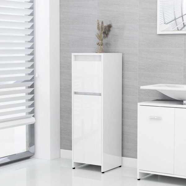 Koupelnová skříňka bílá vysoký lesk 30 x 30 x 95 cm dřevotříska
