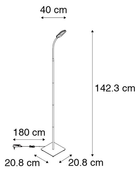 Stojací lampa černá vč. LED 5-stupňové stmívání v Kelvinech - Botot