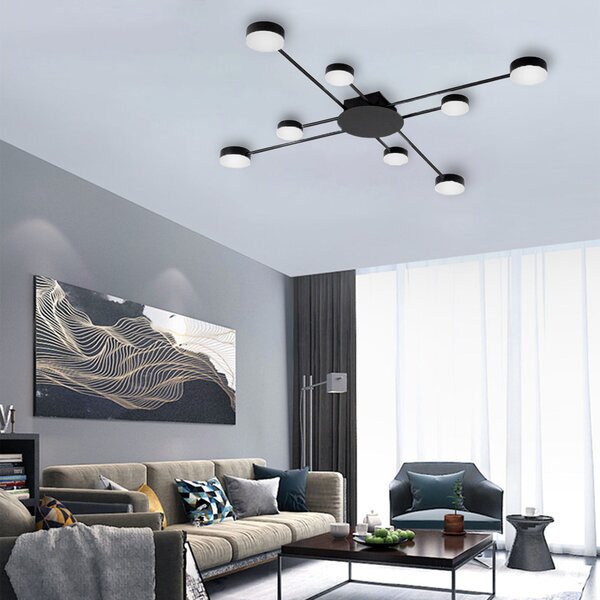 Toolight - LED stropní svítidlo 8-ramenné 8x40W APP210-3CPR + dálkové ovládání, černá, OSW-08465