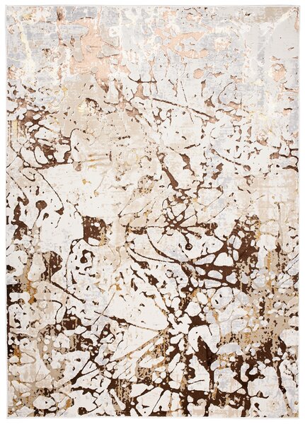 Makro Abra Kusový koberec GOLDEN MZ26D Abstraktní Moderní krémový hnědý Rozměr: 80x150 cm