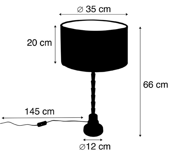 Stolní lampa v art deco stylu bronzová s červeným sametovým stínítkem 35 cm - Pisos
