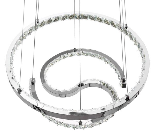 Toolight Toolight, LED závěsné křišťálové svítidlo s dálkovým ovládáním APP773-2CP, chromová, OSW-05024