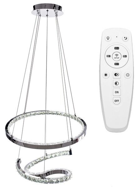Toolight Toolight, LED závěsné křišťálové svítidlo s dálkovým ovládáním APP773-2CP, chromová, OSW-05024