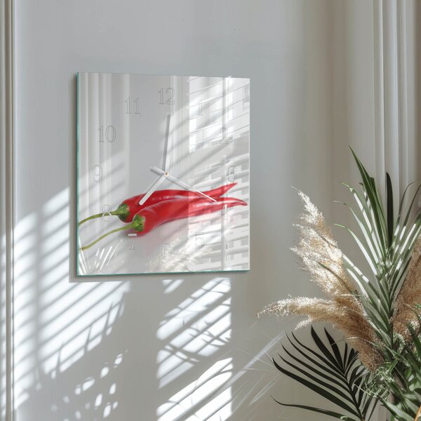 Skleněné hodiny Chilli papričky zskb-30x30-00081450