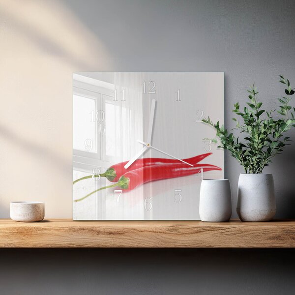 Skleněné hodiny Chilli papričky zskb-30x30-00081450