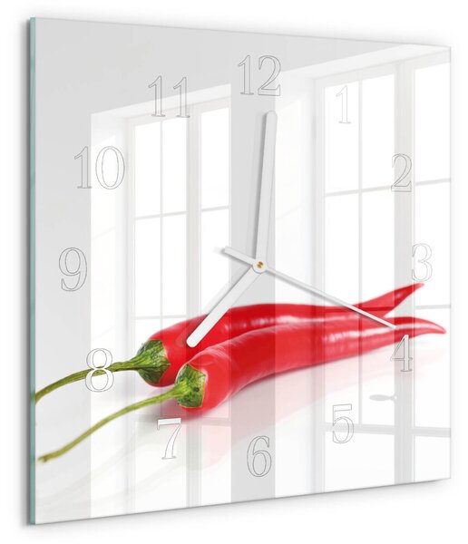 Skleněné hodiny Chilli papričky zskb-30x30-00081450