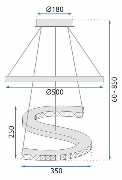 Toolight Toolight, LED závěsné křišťálové svítidlo s dálkovým ovládáním APP773-2CP, chromová, OSW-05024
