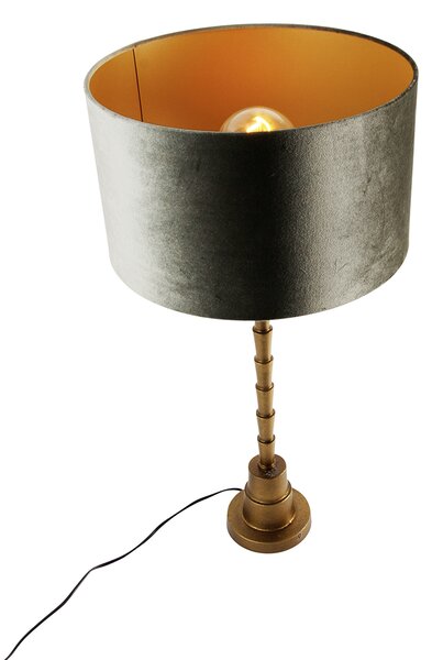 Stolní lampa bronzová se sametovým stínidlem zelená 35cm - Pisos