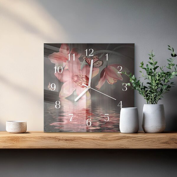 Skleněné hodiny Orchidej zskb-30x30-00058394