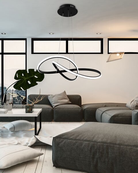 Toolight - LED závěsné svítidlo APP395-CP + dálkové ovládání, černá, OSW-06911