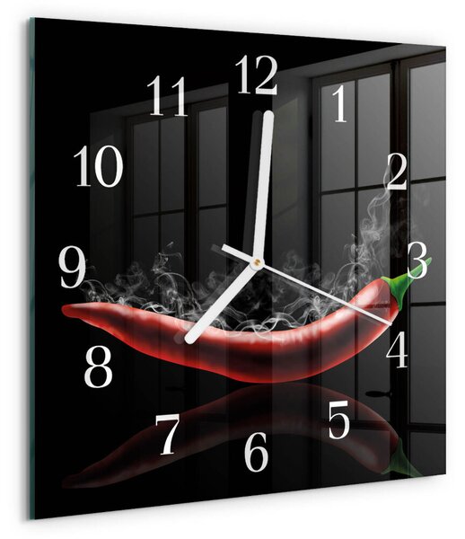 Skleněné hodiny Chilli papričky zskb-30x30-00059096