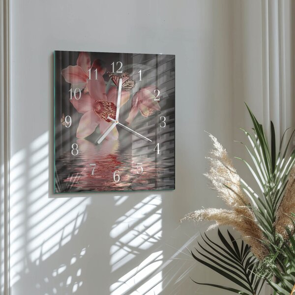 Skleněné hodiny Orchidej zskb-30x30-00058394