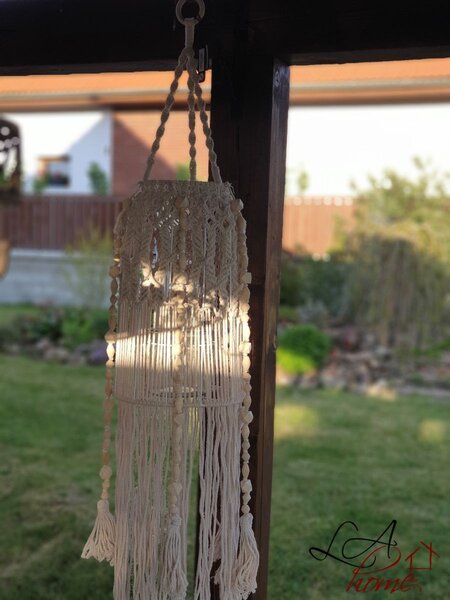 Skleněný závěsný svícen s provázky Macrame - Ø 25*125cm - J-Line by Jolipa