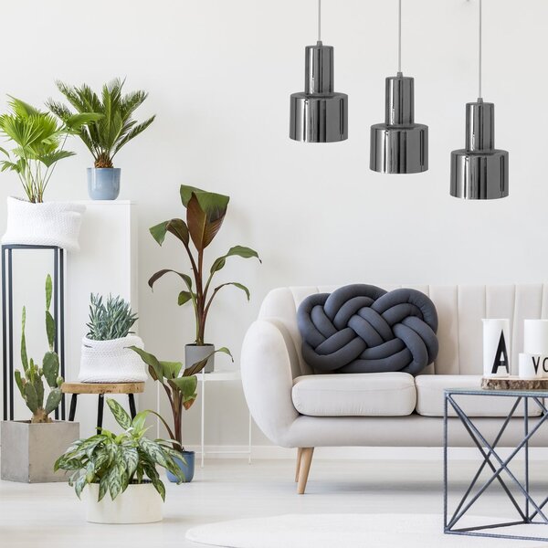 Toolight Moderní kovová závěsná stropní lampa stříbrná chrom