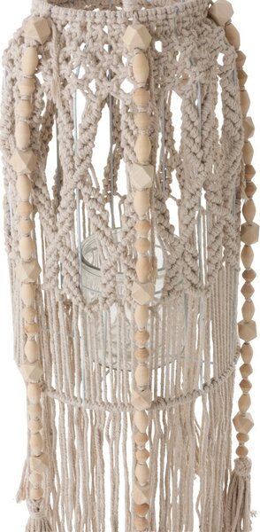 Skleněný závěsný svícen s provázky Macrame - Ø 25*125cm - J-Line by Jolipa