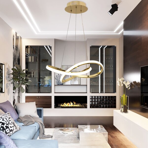 Toolight - Moderní LED kruhové závěsné stropní svítidlo + dálkové ovládání APP390-CP, zlatá, OSW-06906