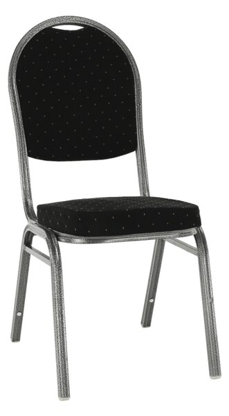 TEMPO Židle, stohovatelná, látka černá / šedý rám, JEFF 3 NEW