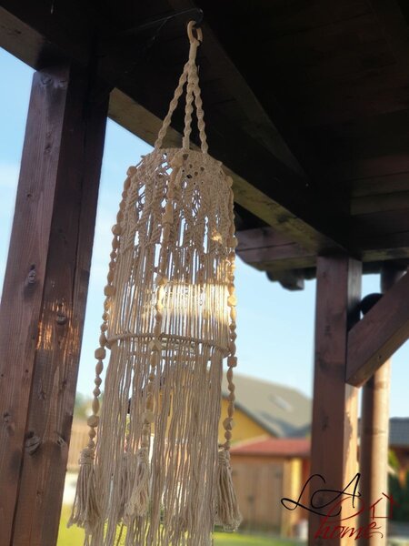 Skleněný závěsný svícen s provázky Macrame - Ø 25*125cm - J-Line by Jolipa