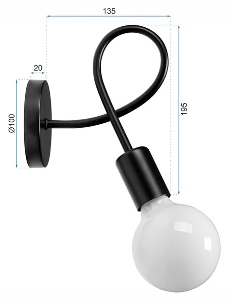 Toolight Kovová nástěnná lampa PARADISE černá 392199