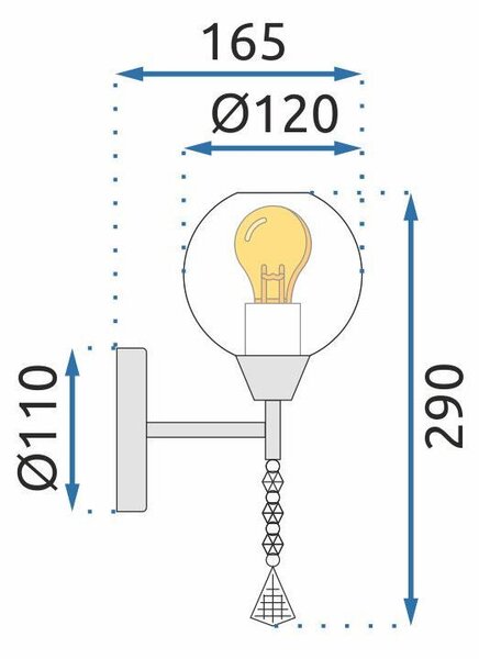 Toolight - Nástěnné svítidlo ve stylu LOFT 1xE27, chromová, OSW-08480