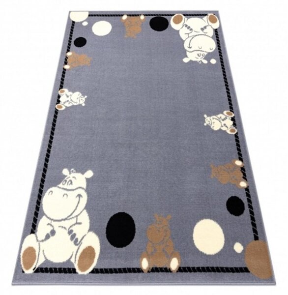 Dětský kusový koberec PP Hippo šedý 200x300cm