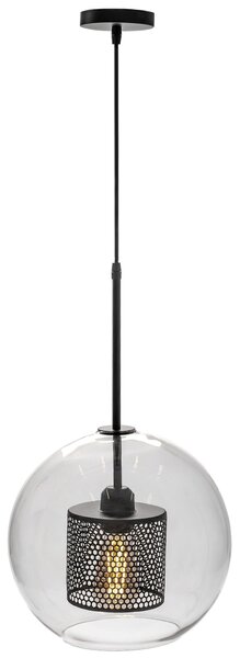 Toolight - Skleněná závěsná lampa 30cm 1xE27 60W APP559-1CP, černá, OSW-09669