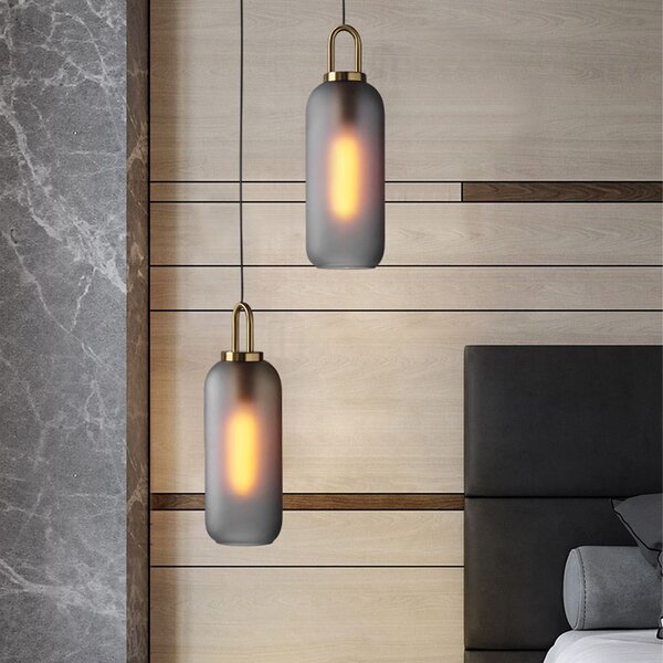 Toolight - Skleněná závěsná svítilna 1xE27 60W APP442-CP, zlatá, OSW-05934