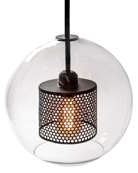 Toolight - Skleněná závěsná lampa 30cm 1xE27 60W APP559-1CP, černá, OSW-09669