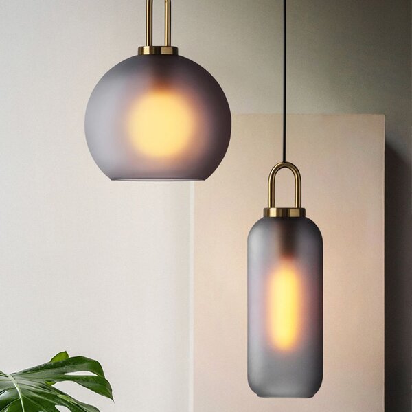 Toolight - Skleněná závěsná svítilna 1xE27 60W APP442-CP, zlatá, OSW-05934