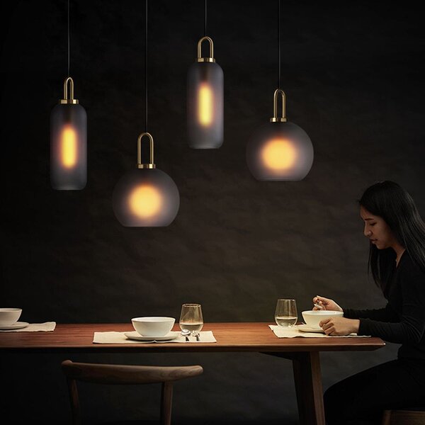 Toolight - Skleněná závěsná svítilna 1xE27 60W APP442-CP, zlatá, OSW-05934