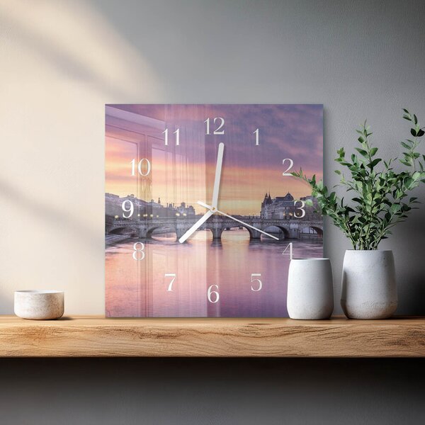 Skleněné hodiny Říční město zskb-30x30-00084250