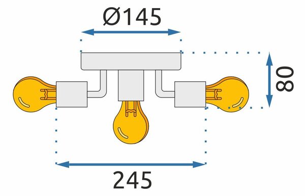 Toolight Kovové bodové stropní svítidlo APP708-5c Gold
