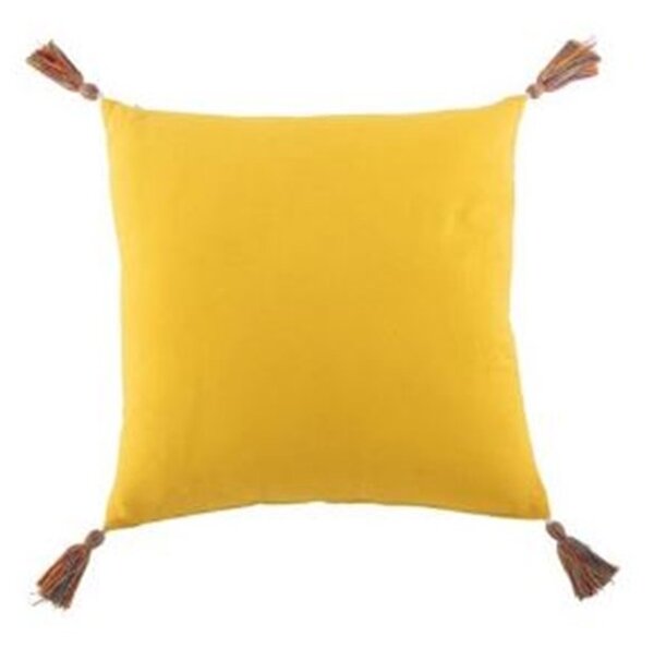 Žlutý polštář s puntíky a střapci - 45*45 cm - J-Line by Jolipa